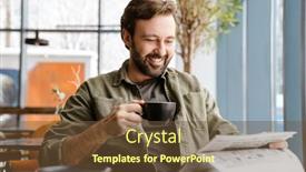  Presentation with cafe - Presentation theme featuring unshaven-smiling-man-drinking-coffee background and a tawny brown colored foreground