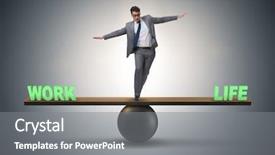 Presentation with work life balance health - Presentation design consisting of unstable - businessman balancing between work background and a gray colored foreground