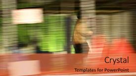  Presentation with running race - Cool new theme with unstoppable - caught in the rat race backdrop and a  colored foreground