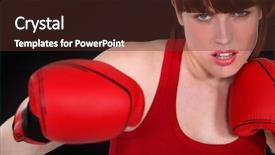  Presentation with boxer - Amazing slide deck having unstoppable - determined female boxer backdrop and a tawny brown colored foreground