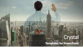  Presentation with washington dc city skyline - Theme with untruth - businessman crossing fingers behind his background and a dark gray colored foreground