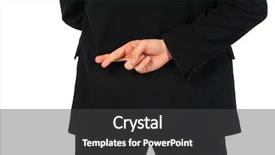  Presentation with fingers - PPT theme with untruth - businessman with fingers crossed behind background and a dark gray colored foreground
