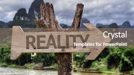  Presentation with forest - Presentation theme featuring untruth - reality wooden sign background and a coral colored foreground