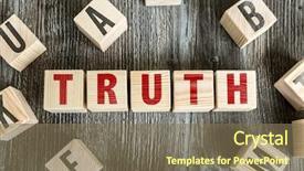  Presentation with truth - Slide deck having untruth - wooden blocks with the text background and a violet colored foreground