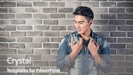  Presentation with give - Beautiful slides featuring untruth - young man give you backdrop and a gray colored foreground