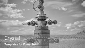  Presentation with landscape desert - Slide deck with unused-head-of-oil-well background and a gray colored foreground