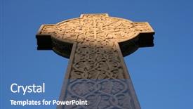  Presentation with celtic cross - Slides with unusual celtic cross in necropolis background and a teal colored foreground