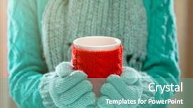  Presentation with candy cane christmas - Colorful theme enhanced with hot cocoa tea or coffee backdrop and a teal colored foreground