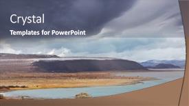  Presentation with sunrise - Presentation design having unusual-mono-lake-formations background and a gray colored foreground