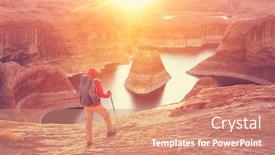  Presentation with inspiring - PPT layouts having unusual-natural-background-reflection-canyon background and a coral colored foreground