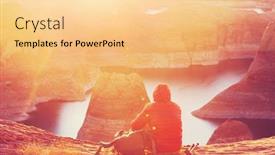  Presentation with inspiring - Cool new PPT theme with unusual-natural-background-reflection-canyon backdrop and a blonde colored foreground