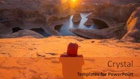  Presentation with inspiring - Presentation theme featuring unusual-natural-background-reflection-canyon background and a gold colored foreground