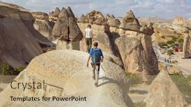  Presentation with cappadocia - PPT theme having unusual-rock-formation-in-cappadocia background and a coral colored foreground