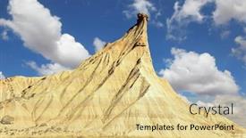  Presentation with journey - Presentation design featuring unusual-rock-of-castildetierra-bardenas background and a yellow colored foreground