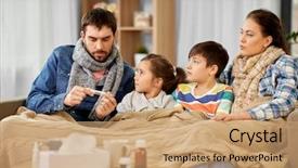  Presentation with family health - Slides featuring unwell child - family health and people concept background and a coral colored foreground