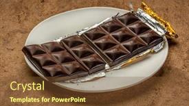  Presentation with white chocolate - Cool new PPT theme with unwrapped-and-broken-chocolate-bar backdrop and a tawny brown colored foreground