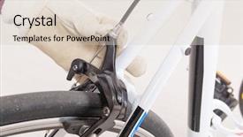  Presentation with bicycle - Colorful theme enhanced with tighten up - hand adjusting bicycle's brakes backdrop and a lemonade colored foreground