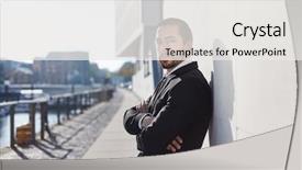  Presentation with lean - Slide deck having self-confident entrepreneur as start background and a  colored foreground