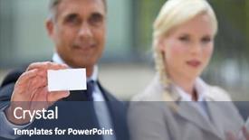  Presentation with executive business negotiation skills - Theme enhanced with up a blank business card background and a ocean colored foreground