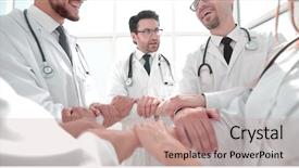  Presentation with group - Beautiful presentation theme featuring up a group of doctor backdrop and a  colored foreground