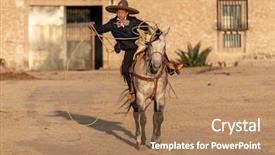  Presentation with mexican - Slide deck with field on a mexican ranch background and a coral colored foreground