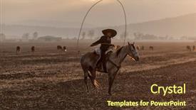  Presentation with ranch - Colorful slide set enhanced with young mexican charro rounds up backdrop and a tawny brown colored foreground