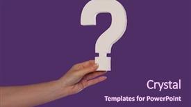  Presentation with waiter hand in white glove - Audience pleasing PPT theme consisting of up a white question mark backdrop and a violet colored foreground