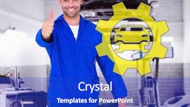  Presentation with mechanic shop - Slide set enhanced with up against auto repair shop background and a cobalt blue colored foreground