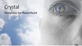  Presentation with eye - Presentation theme having up against bright blue sky background and a sky blue colored foreground