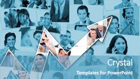  Presentation with people talking - Audience pleasing PPT theme consisting of up against collage of business backdrop and a teal colored foreground