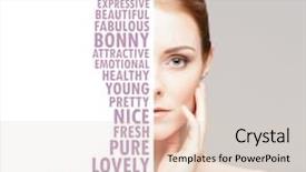  Presentation with make up cosmetics - Beautiful PPT layouts featuring up and cosmetics concept word backdrop and a  colored foreground