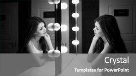  Presentation with beautiful young woman getting face - Colorful PPT theme enhanced with up and reflection in dressing backdrop and a gray colored foreground