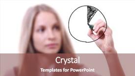  Presentation with circle graph for elementary - Presentation theme consisting of up arrow - young businesswoman drawing graph background and a violet colored foreground