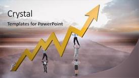  Presentation with team - Presentation enhanced with up arrow against road leading background and a light gray colored foreground