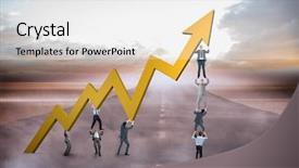  Presentation with agenda for team outing - Presentation having up arrow against road leading background and a light gray colored foreground