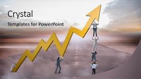  Presentation with agenda for team outing - Presentation with up arrow against road leading background and a light gray colored foreground