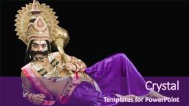  Presentation with hindu - PPT layouts consisting of character and holding a mace background and a violet colored foreground