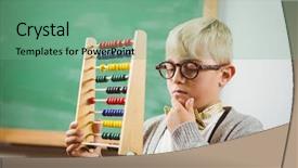  Presentation with teacher attendance - Beautiful slide deck featuring up as teacher holding abacus backdrop and a  colored foreground