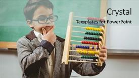  Presentation with pupil - Amazing slide deck having up as teacher holding abacus backdrop and a mint green colored foreground