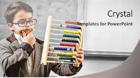  Presentation with pupil - Beautiful theme featuring up as teacher holding abacus backdrop and a light gray colored foreground