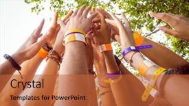  Presentation with free music - Colorful PPT layouts enhanced with up at a music festival backdrop and a red colored foreground