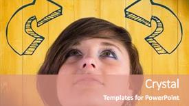  Presentation with yellow wood - Slide set consisting of up at blue curved arrow background and a coral colored foreground