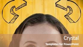  Presentation with wood panel - Presentation design featuring up at grey curved arrow background and a coral colored foreground