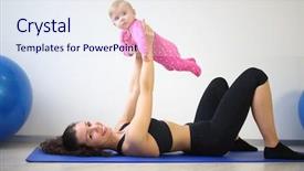  Presentation with happy baby - Slides featuring up baby in the gym background and a sky blue colored foreground