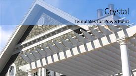  Presentation with house fly insect close up - Cool new PPT theme with up beach house with pergola backdrop and a light blue colored foreground