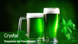  Presentation with green glass - PPT theme consisting of up border art design wide background and a forest green colored foreground