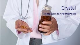  Presentation with prescription drugs - Amazing slide deck having up bottle of pills health backdrop and a sky blue colored foreground