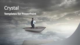  Presentation with sailboat - PPT theme consisting of up cloud - composite image of businessman holding background and a gray colored foreground