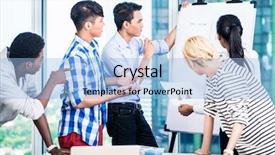  Presentation with potential - Colorful slide deck enhanced with up company in investment pitch backdrop and a light blue colored foreground