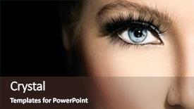  Presentation with blue eyes - Audience pleasing presentation consisting of up concept isolated on black backdrop and a tawny brown colored foreground